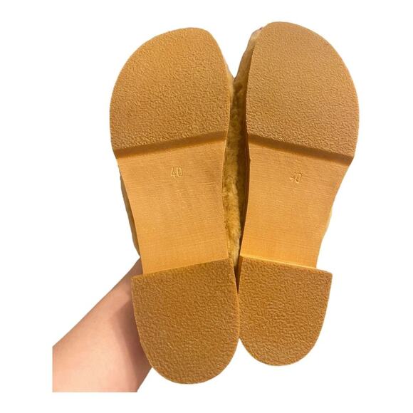 NWB Swedish Hasbeens Fluff Clog Genuine Shearling Upper Block Heel Size 40/10 - Picture 7 of 10